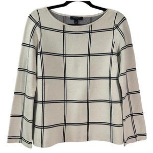Ann Taylor Long Sleeve White/Black Patterned Sweater Size Small Petite